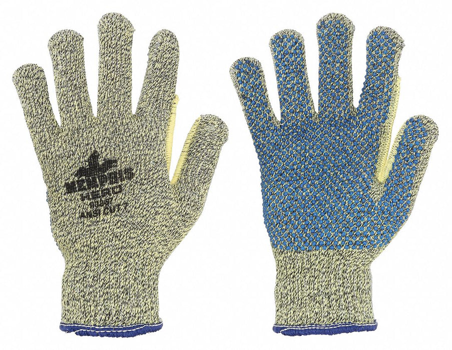 MCR Safety 93867S Cut-Resistant Coated Gloves, S (7), ANSI Cut Level A6, Kevlar, PVC Dotted Palm, 7 ga, 1 PR