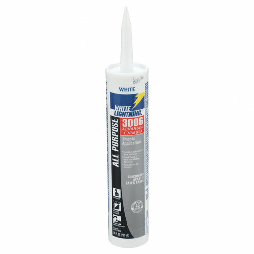 White Lightning W12AF0010 Hybrid Caulk White 10 oz Cartridge