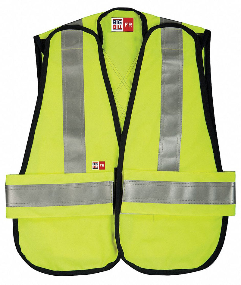 Big Bill A648TY7-OSFA-REG-YEL Men's Flame-Resistant Vest, Universal, Lime, Westex DH, 8.9 cal/sq cm ATPV, Hook-and-Loop