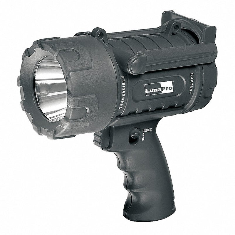 KVM Tools 49XX86 Waterproof Spotlight: Rechargeable, 700 lm Max Brightness, 2.5 hr Run Time at Max Brightness, Gray