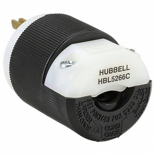 Hubbell HBL5266C Straight Blade Plug, Male, NEMA 5-15P, 15 A, 125V AC, 2 Poles, 3 Blades, Black/White - KVM Tools Inc.KV4A250