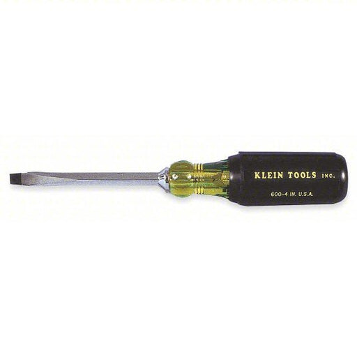 Klein 600 - 4 General Purpose Slotted Screwdriver 1/4 in Tip Size, 8 1/4 in Overall Lg, 4 in Shank Lg - KVM Tools Inc.KV4A845
