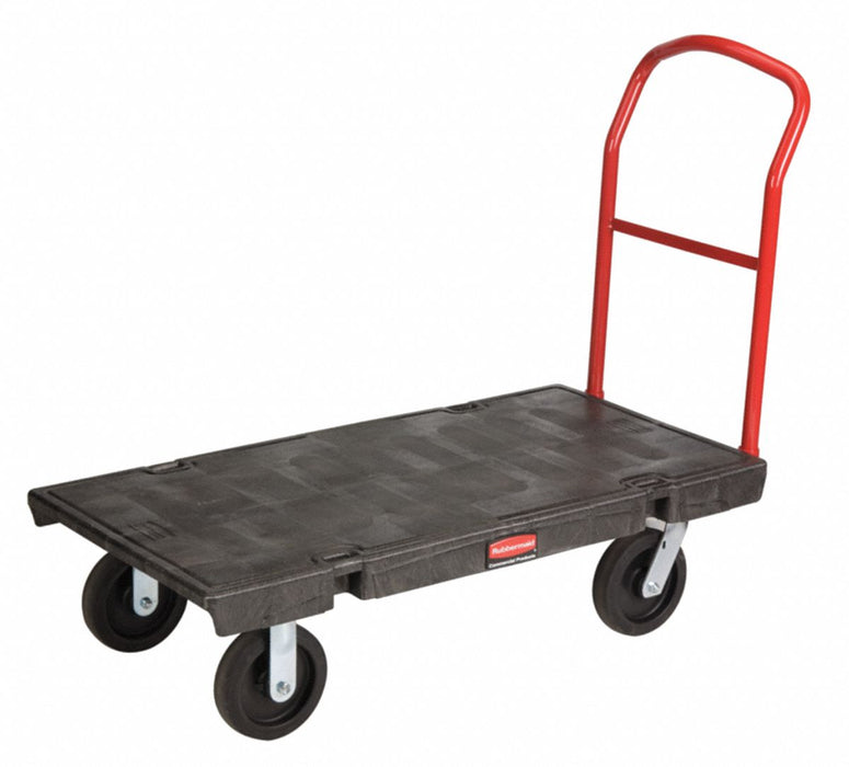 Rubbermaid Commercial FG444100BLA Standard Platform Truck, 2500 lb Cap, 48 in L x 24 in W, Plastic Deck, Steel Frame, Black