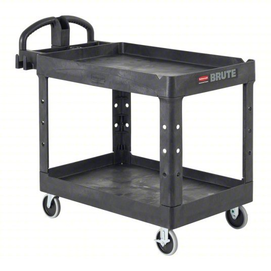 Brute FG452088BLA Utility Cart with Deep Lipped Plastic Shelves 500 lb Load Capacity, 36-3/8 in x 25 in, Black - KVM Tools Inc.KV4VZF9