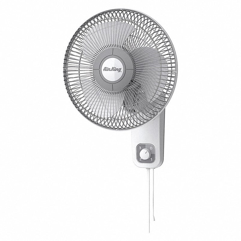 Air King 9012 12" Wall Mount Fan, Oscillating, 3 Speeds, 120VAC, White - KVM Tools Inc.