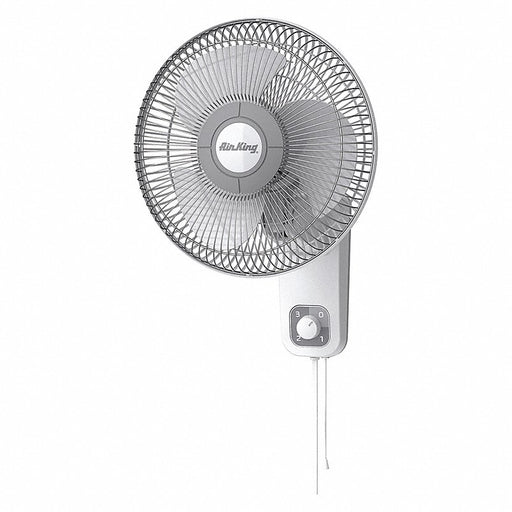 Air King 9012 12" Wall Mount Fan, Oscillating, 3 Speeds, 120VAC, White - KVM Tools Inc.