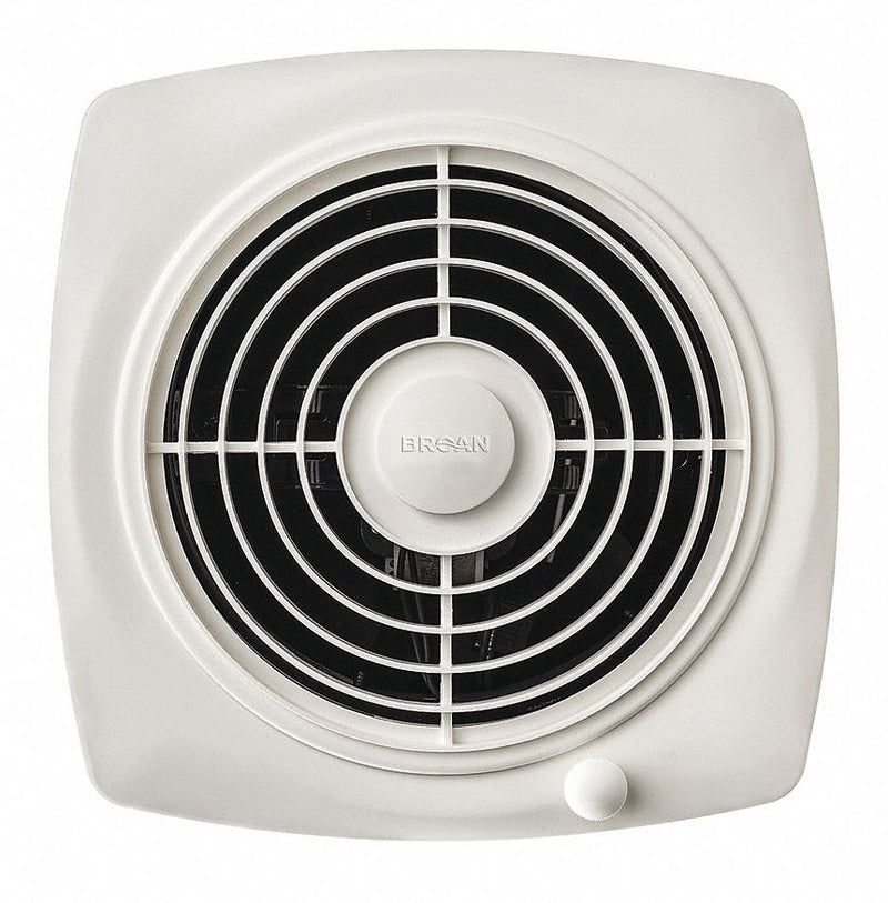 Broan 509S Exhaust Fan, 180 cfm, 195 sq ft Coverage, 8 in Duct, 9 sones, For 4 1/2 in to 9 1/2 in Wall Thick