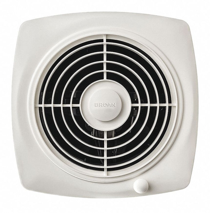 Broan 509S Exhaust Fan, 180 cfm, 195 sq ft Coverage, 8 in Duct, 9 sones, For 4 1/2 in to 9 1/2 in Wall Thick