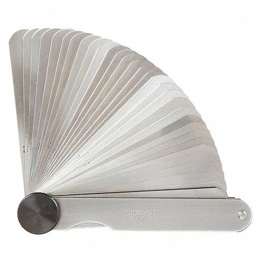 Starrett 66B Feeler Gauge Set Inch, 31 Feeler Blades, 3 1/32 in Blade Lg, Short Blade Blade, Steel - KVM Tools Inc.KV4CEN4
