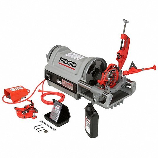 Ridgid 26092 Pipe Threading Machine 1224, For 1/4 in to 4 in Pipe, 1 1/2 hp, Manual Chuck, 2 Speed, NPT - KVM Tools Inc.KV4CW39