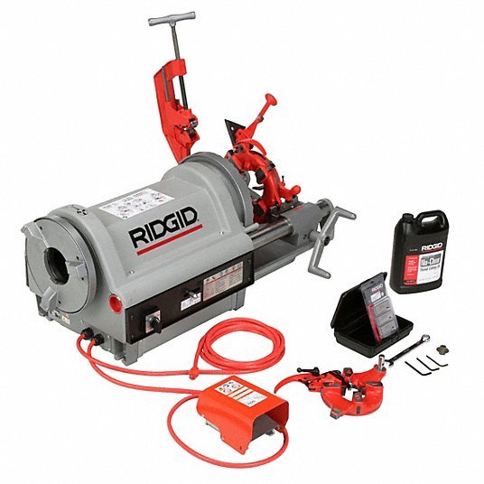 Ridgid 26092 Pipe Threading Machine 1224, For 1/4 in to 4 in Pipe, 1 1/2 hp, Manual Chuck, 2 Speed, NPT - KVM Tools Inc.KV4CW39