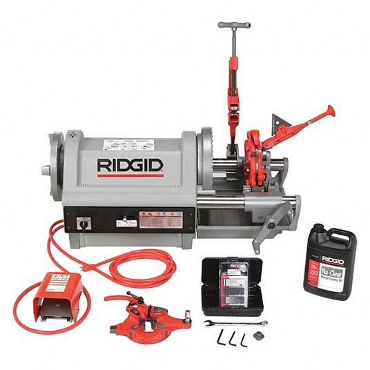 Ridgid 26092 Pipe Threading Machine 1224, For 1/4 in to 4 in Pipe, 1 1/2 hp, Manual Chuck, 2 Speed, NPT - KVM Tools Inc.KV4CW39