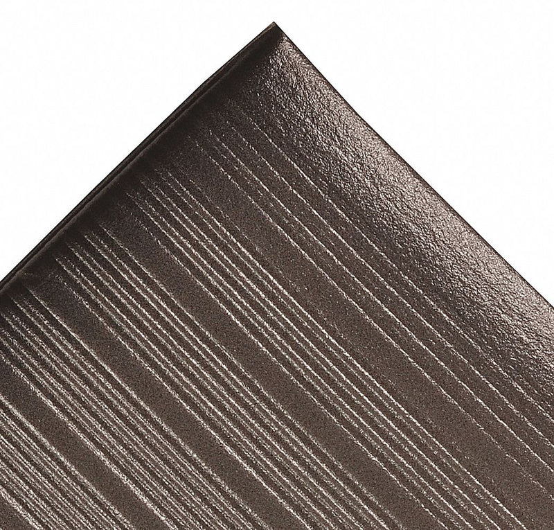 Notrax 410S0335BL Antifatigue Mat, Ribbed, 3 ft x 5 ft, 3/8 in Thick, Black, PVC Foam, Beveled Edge