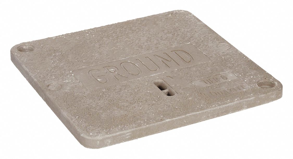 Quazite PC1212CA0024 Underground Enclosure Cover, Ground Logo, 14-3/4 in x 14-3/4 in, Polymer Concrete, 8000 lb