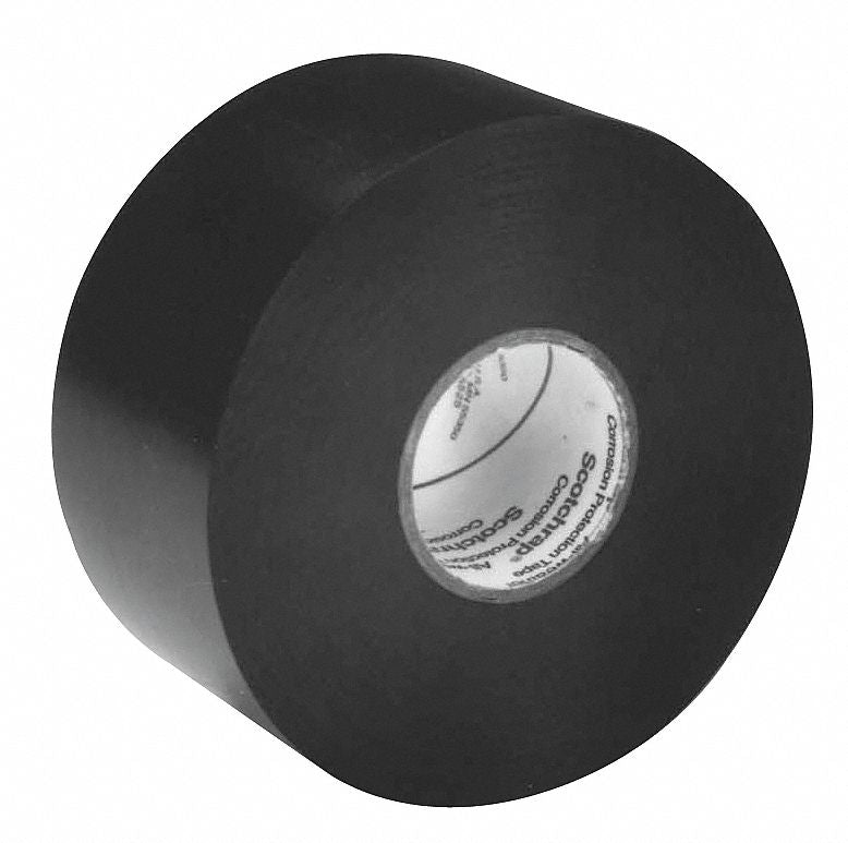 3M 50-UNPRINTED-2X100FT Electrical Tape, 2 in Wd, 33 3/8 yd Lg, 10 mil Thick, Vinyl, Rubber, Indoor/Outdoor, Black, 50