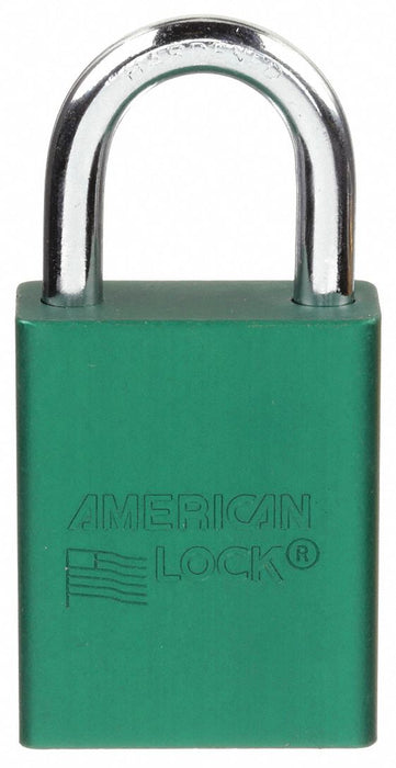 American Lock A1105GRN Lockout Padlock, Keyed Different, Aluminum, Green, 1 in Shackle