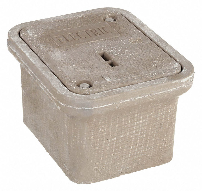 Quazite PC0608Z80017 Underground Enclosure Assembly, 8 1/2 in x 6 1/2 in x 6 in Usable Int., Cover Logo Electric