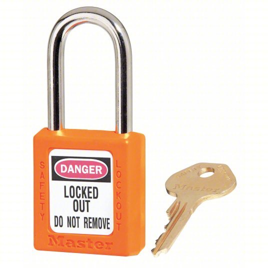 Master Lock 410ORJ Lockout Padlock Keyed Different, Thermoplastic, Std Body, Metal, Orange - KVM Tools Inc.KV4FG01