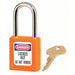 Master Lock 410ORJ Lockout Padlock Keyed Different, Thermoplastic, Std Body, Metal, Orange - KVM Tools Inc.KV4FG01
