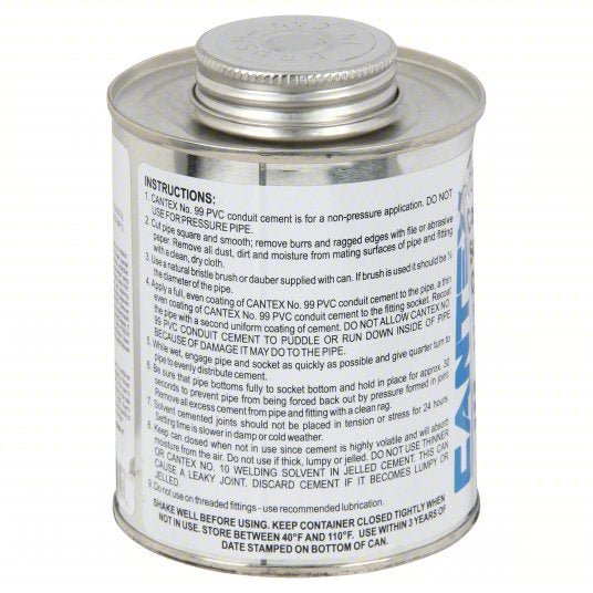 Cantex 7210602 Pipe Cement Low VOC No. 99, 19.2 fl oz, Brush-Top Can, Clear - KVM Tools Inc.KV4FYZ7