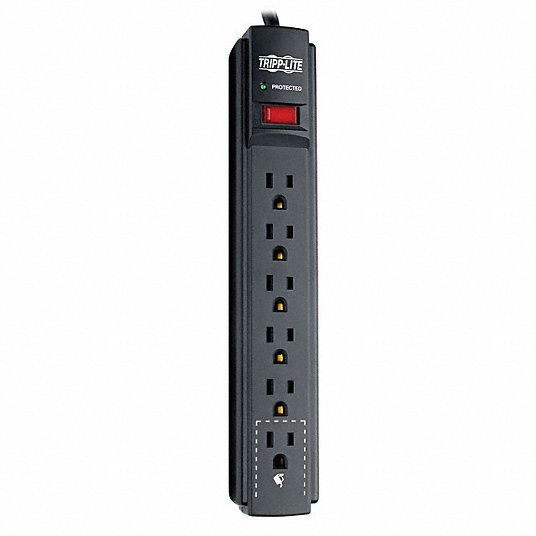 Tripp Lite TLP606B Surge Protector Strip, 6 Outlet, Black