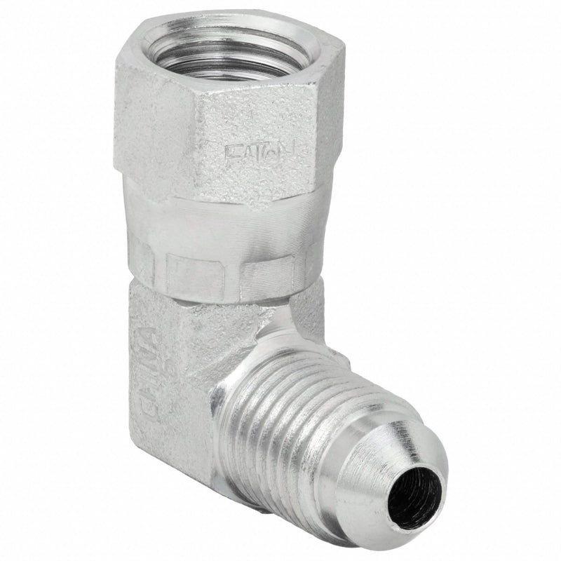 Aeroquip 2071-4-4S Hydraulic Hose Straight Adapter, JIC Threaded x JIC Threaded, Male x Female, Swivel, 90° Elbow