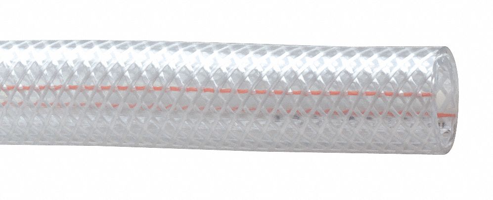 Kuriyama K3150-06 Clearbraid PVC Tubing, 3/8 in ID, 19/32 in OD, 100 ft, Clear