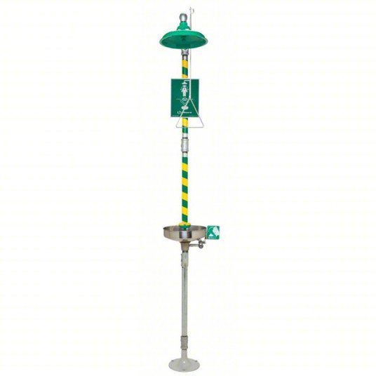 Haws 8300 - 8309 Shower with Eyewash Floor Mnt, Uncovered, Stainless Steel Bowl, Galvanized Steel Pipe - KVM Tools Inc.KV4HRW9