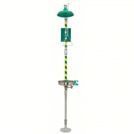 Haws 8300 - 8309 Shower with Eyewash Floor Mnt, Uncovered, Stainless Steel Bowl, Galvanized Steel Pipe - KVM Tools Inc.KV4HRW9