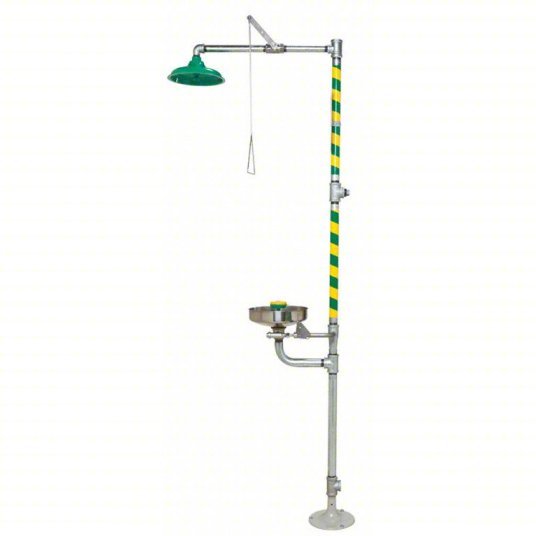 Haws 8300 - 8309 Shower with Eyewash Floor Mnt, Uncovered, Stainless Steel Bowl, Galvanized Steel Pipe - KVM Tools Inc.KV4HRW9