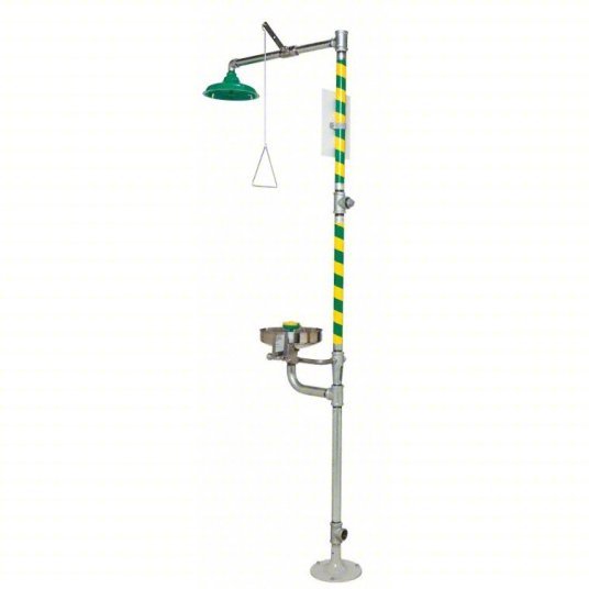 Haws 8300 - 8309 Shower with Eyewash Floor Mnt, Uncovered, Stainless Steel Bowl, Galvanized Steel Pipe - KVM Tools Inc.KV4HRW9