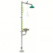 Haws 8300 - 8309 Shower with Eyewash Floor Mnt, Uncovered, Stainless Steel Bowl, Galvanized Steel Pipe - KVM Tools Inc.KV4HRW9