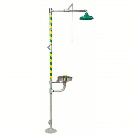 Haws 8300 - 8309 Shower with Eyewash Floor Mnt, Uncovered, Stainless Steel Bowl, Galvanized Steel Pipe - KVM Tools Inc.KV4HRW9