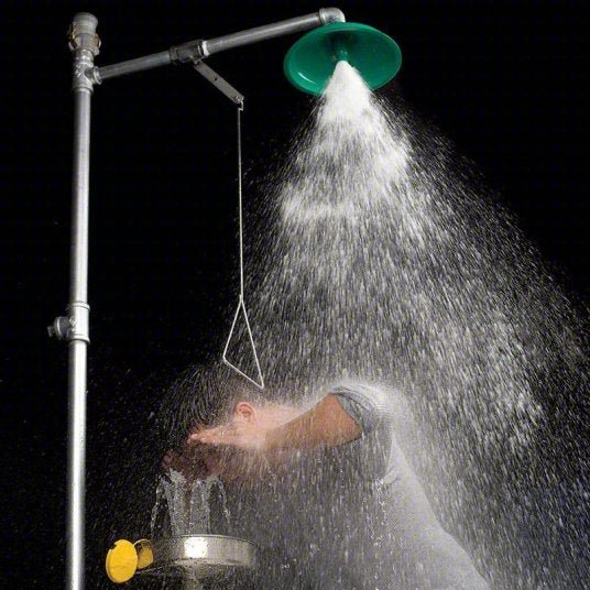 Haws 8300 - 8309 Shower with Eyewash Floor Mnt, Uncovered, Stainless Steel Bowl, Galvanized Steel Pipe - KVM Tools Inc.KV4HRW9
