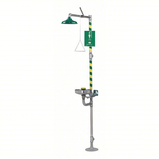 Haws 8300 - 8309 Shower with Eyewash Floor Mnt, Uncovered, Stainless Steel Bowl, Galvanized Steel Pipe - KVM Tools Inc.KV4HRW9