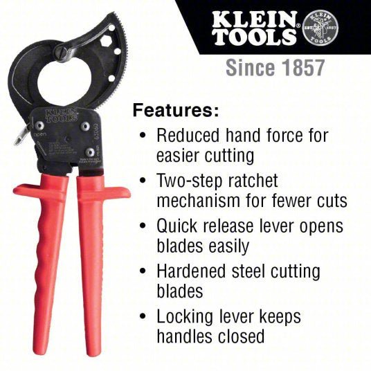 Klein 63060 Cable Cutter Steel Handle, Shear, For 750 kcmil Max Dia Aluminum Electric Cable - KVM Tools Inc.KV4JA44