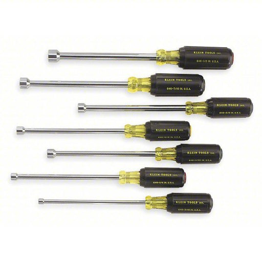 Klein 647 Hollow Shank Nut Driver Set SAE, 9 3/4 in to 10 5/16 in, 6 in Shank Lg, Ergonomic Grip - KVM Tools Inc.KV4JA45