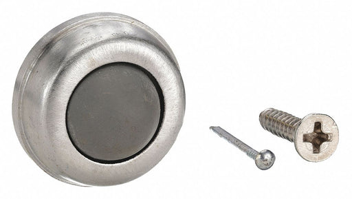 KV4JG91 Convex Door Stop, Wall Mount, Solid Brass, Satin Chrome, 9/16 in W x 1 in H