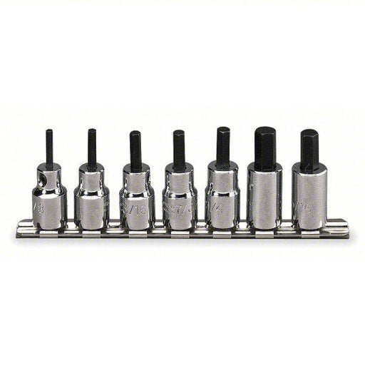 Proto J4990-7ST Socket Bit Set 3/8 in Drive Size, 7 Pieces, 1/8 in to 3/8 in Range of Tip Sizes, SAE - KVM Tools Inc.KV4JW01
