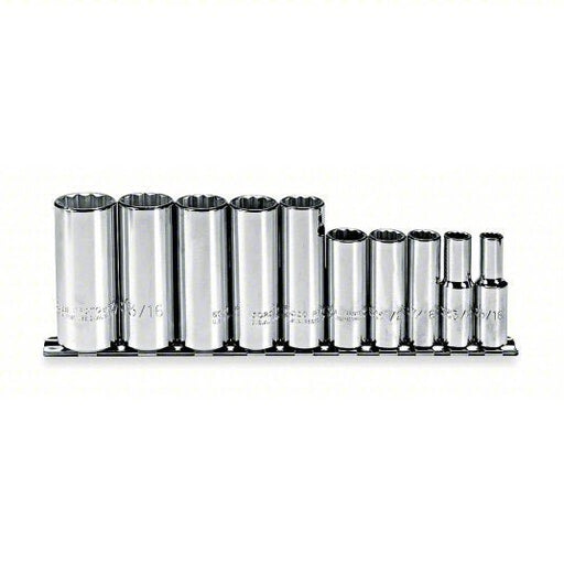 Proto J52107 Socket Set 3/8 in Drive Size, 10 Pieces, 5/16 in to 7/8 in Socket Size Range, (10) 12 - Point - KVM Tools Inc.KV4JW15