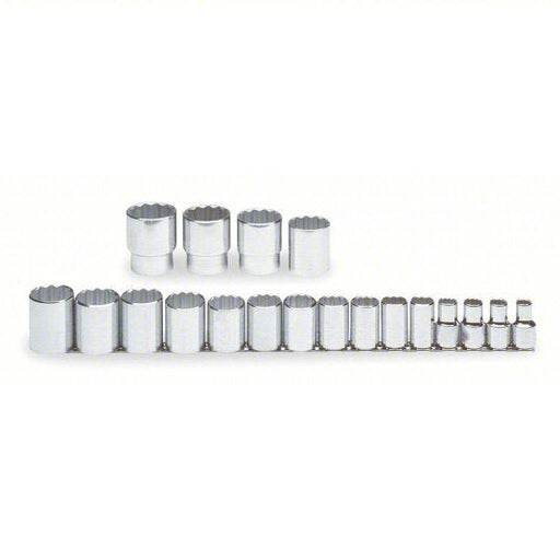 Proto J54113 Socket Set 1/2 in Drive Size, 19 Pieces, 3/8 in to 1 1/2 in Socket Size Range, (19) 12 - Point - KVM Tools Inc.KV4JW28