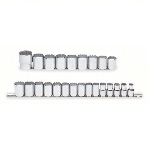 Proto J54211 Socket Set 1/2 in Drive Size, 24 Pieces, 10 mm to 36 mm Socket Size Range, (24) 12 - Point - KVM Tools Inc.KV4JW32
