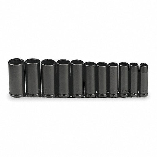 Proto J74112 Impact Socket Set 1/2 in Drive Size, Small Set (0 - 50 pieces) Set Size, 11 Pieces, Black Oxide - KVM Tools Inc.KV4JX11