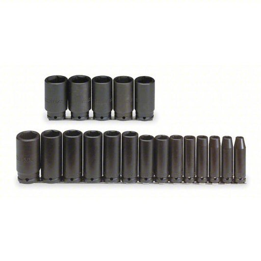 Proto J74116 Impact Socket Set 1/2 in Drive Size, 19 Pieces, 3/8 in to 1 1/2 in Socket Size Range - KVM Tools Inc.KV4JX13