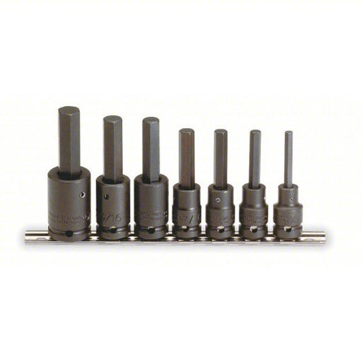 Proto J74152 Impact Socket Bit Set SAE, 1/2 in Drive Size, 7 Pieces, 1/4 in to 5/8 in Range of Tip Sizes - KVM Tools Inc.KV4JX16