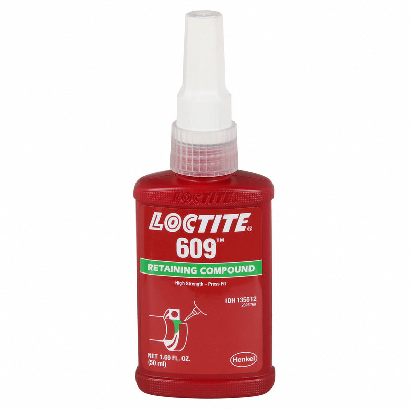 Loctite 135512 Retaining Compound, 609,  1.7 fl oz, Bottle, Green, For Close-Fitting Parts