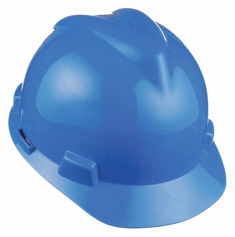 Msa 475359 Hard Hat, Type 1, Class E, Blue, 4 Point Ratchet, V-Gard®, Reversible, Side-Slots