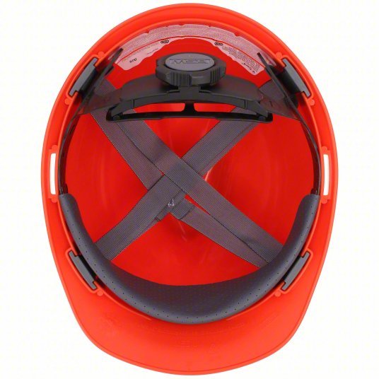 MSA 475361 Hard Hat Orange, No Graphics, Ratchet (4-Point), Polyethylene, Side-Slots - KVM Tools Inc.KV4LN84