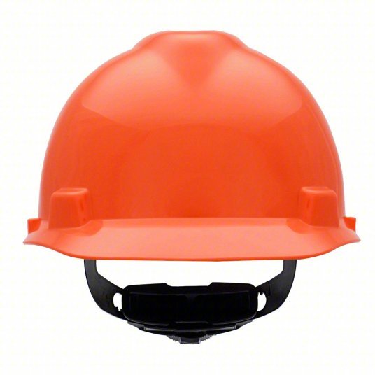 MSA 475361 Hard Hat Orange, No Graphics, Ratchet (4-Point), Polyethylene, Side-Slots - KVM Tools Inc.KV4LN84