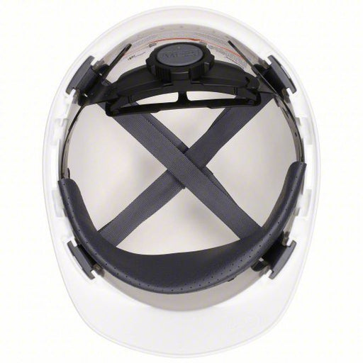 MSA 475358 Hard Hat White, No Graphics, Ratchet (4-Point), Polyethylene, Side-Slots - KVM Tools Inc.KV4LN95